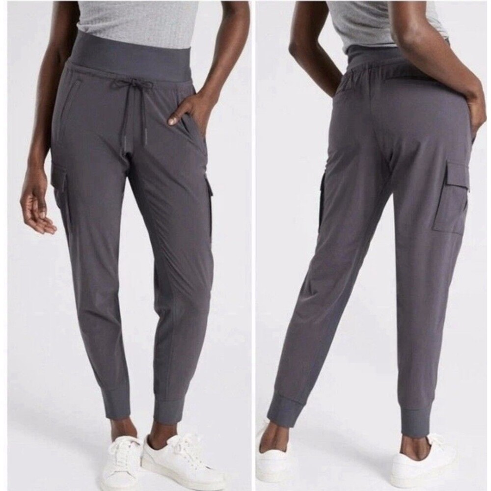 Athleta Sutton Jogger Gray Drawstring 405713 Cargo Pockets Lightweight Women 16 - Picture 2 of 14